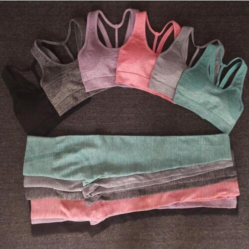 Newest 2PCS Seamless Yoga Set Women Gym Fitness Clothing High Waist Leggings+Bra Yoga Suit Training Sport workout Sportswear