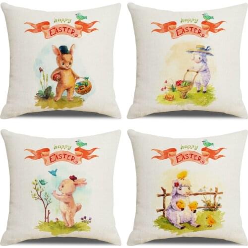 New Animal Easter Cartoon Bunny Pillowcase Pillowcase Cushion Cover Office Sofa Cushion Cover