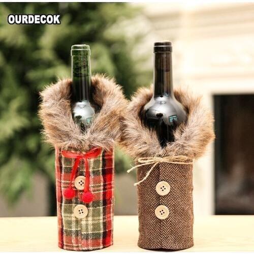 New Year 2020 Santa Claus Wine Bottle Dust Cover Xmas Navidad Noel Christmas Decorations for Home Natal Dinner Table Decor