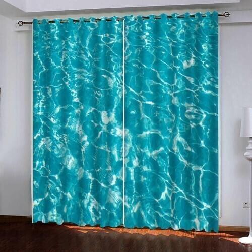 Custom size home decor living room bedroom kitchen curtains 3d photo Bluewater curtains 3d stereo curtain