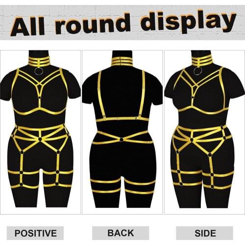 Full Body Cage Hollow Bra Sexy Lingerie Collar Straps Plus Size Busty Women Underwear Exotic Accessories Punk Goth Garters Belt