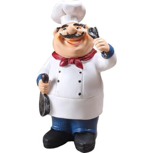Retro Chef Model Ornaments Resin Crafts Mini Chef Figurines Home Kitchen Restaurant Bar Coffee Decor-A