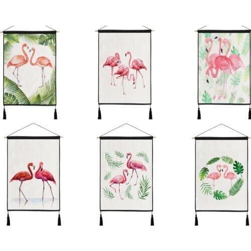 Pink Flamingo Tapestry Wall Hanging Cotton Linen Bed Sofa Background Picture Home Decor Wedding Hen Theme Party Decoration