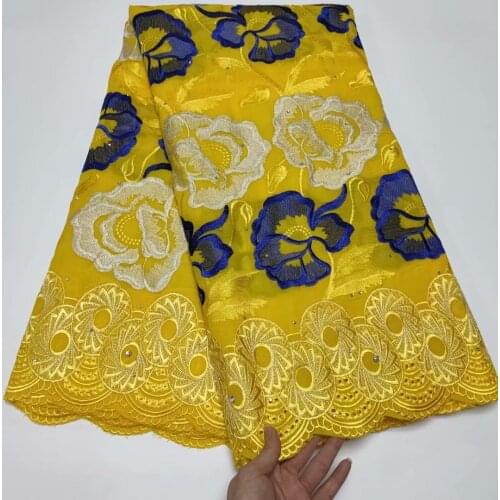 5yard Swiss lace fabric 2021 latest heavy beaded embroidery African 100% cotton fabrics Swiss voile lace popular Dubai style