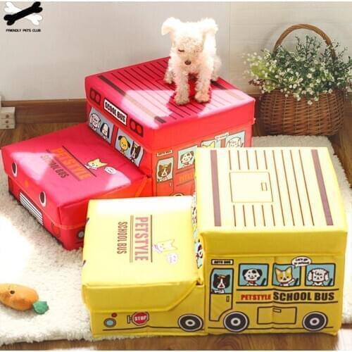 Foldable Dog Stairs 2 Steps Pet Ramp Ladder For Small Dogs Car Style Storage Box Climbing Bed Detachable Pet Supplies