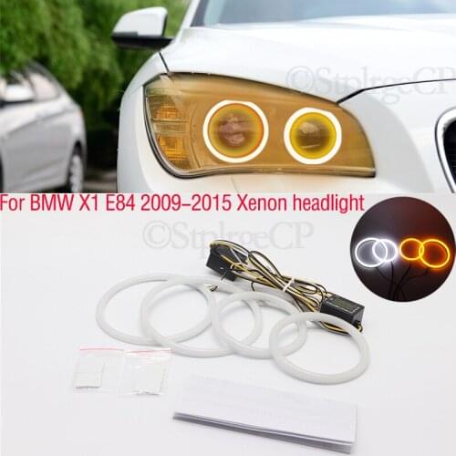 SMD cotton light LED angel eyes white and yellow DRL kit For BMW X1 E84 2009 2010 2011 2012 2013 2014 2015 Xenon headlight