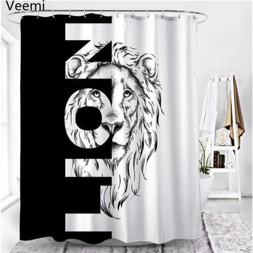 Modern cartoon printed 100% polyester waterproof fabric shower curtain bathroom bathtub personality durable curtain with hooks