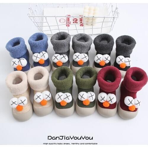 Baby Toddler Winter Floor Anti-Dropping Heel Kids Warm Big Eyes Socks Shoes 5Sizes 12Colors PMengChu