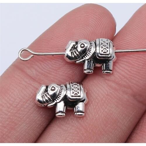Tristana 20pcs 12x9mm Antique Gold Color Antique Silver Color Elephant Small Hole Beads For Jewelry Making DIY Jewelry Findings