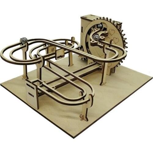 Science Experiment Educational Kit 3D Puzzle Wooden Marble Run DIY Assemble Mechanical Gear Engineering Model Home Decor Toys