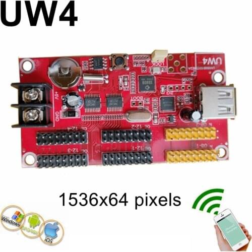Kaler UW4 USB And Wifi Led Control Card 1536*64 pixels p10,f3.75 Lintel Display Module Drive Board Asynchronous