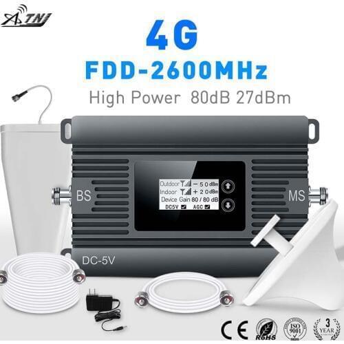 High Power LTE 4G mobile signal booster FDD 2600mhz cell phone signal repeater cellular signal amplifier with smart LCD kit