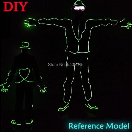 EL Cold Light Clothing Glowing Dance Clothing EL Wire Luminous LED Clothes Costumes Holiday DIY Decoration Party Supplies