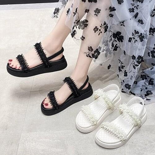 2021 Summer New Fairy Phoenix Open Toe Versatile Student Shoes Flat Platform INS Platform Sandals Womens Shoes