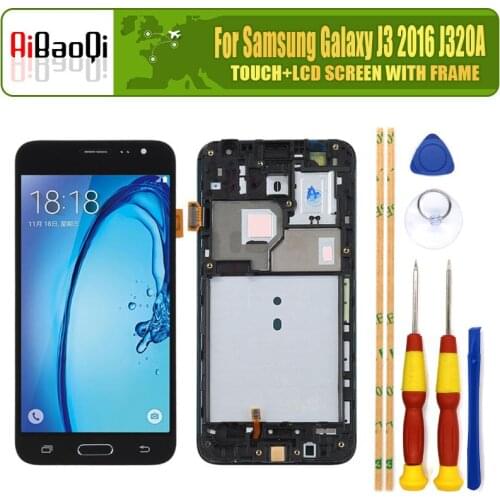 For SAMSUNG Galaxy J3 2016 J320 J320A LCD Display Screen Touch Digitizer Assembly For J320F J320P J320M J320Y J320FN With Frame