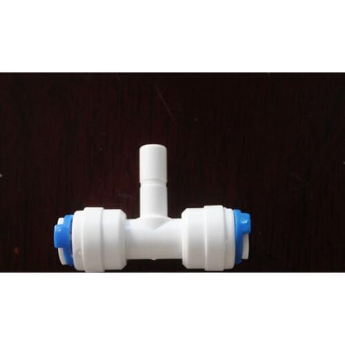 1/4" OD Tube 1/4" Plug 1/4" OD Tube Quick Fitting Tee Type RO Water Aquarium Water Filter Reverse Osmosis System Connector
