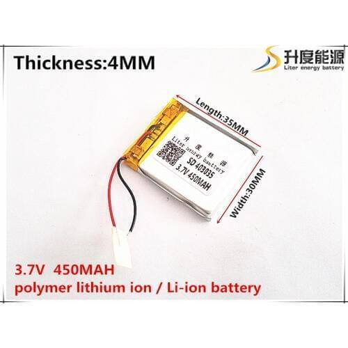 1pcs [SD] 3.7V,450mAH,[403035] Polymer lithium ion / Li-ion battery for TOY,POWER BANK,GPS,mp3,mp4,cell phone,speaker