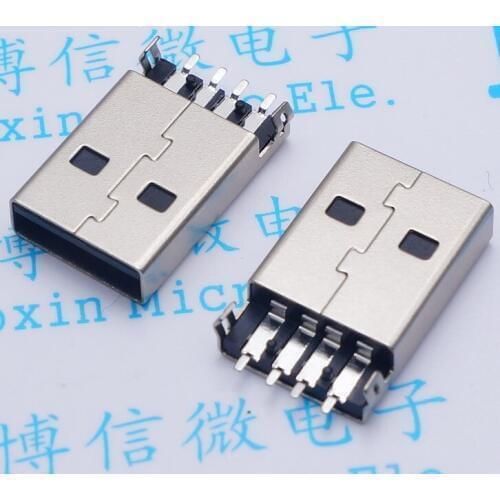 10Pcs Usb Connector Type A 4Pins Male Socket Data Interface