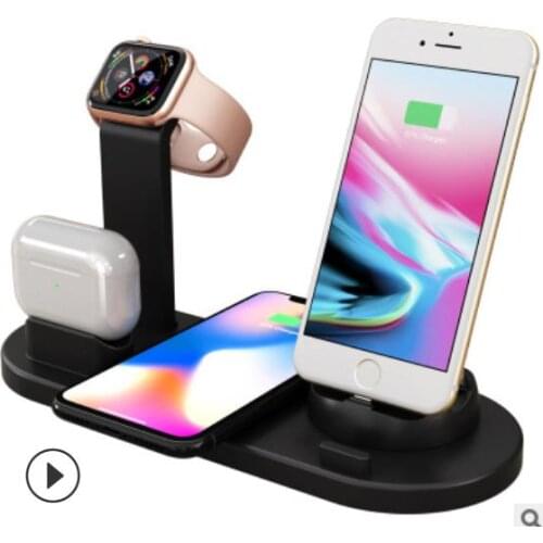 10W Qi Fast Wireless Charger Stand For iPhone 12 XR X Apple Watch 4 in 1 Foldable Charging Dock Station for Airpods Pro iWatch