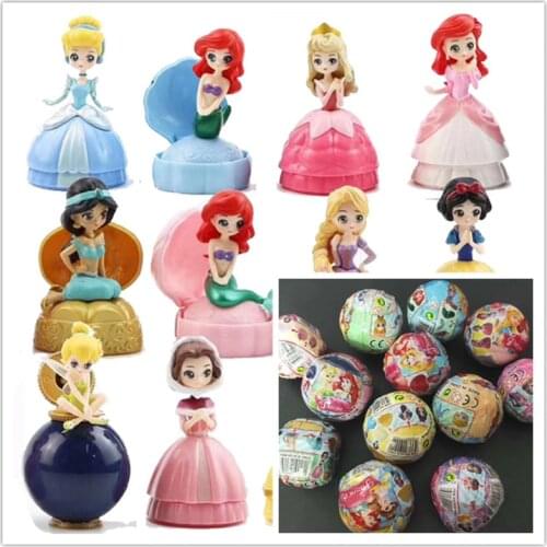 12piece 8-10cm Surprise Gashapon Toy Princess Dolls Capsule Princess Balls Action Figure PVC Cake Decoration Gifts Toys