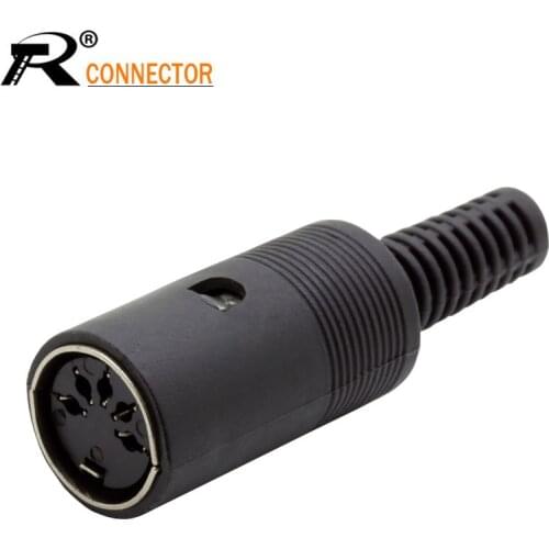 3PCS DIN Plug Connector 5PIN DIN Female Jack Socket Wire Connector with Plastic Handle Spring Fits 6.5mm Cable