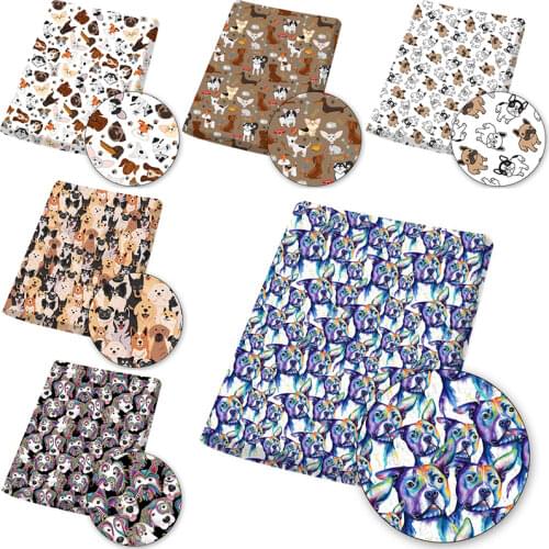 Sewing Fabrics Cartoon Dogs Printed Polyester Cotton Fabric for Quilting Patchwork DIY Cloth Craft Making Materials 45*145CM/pc