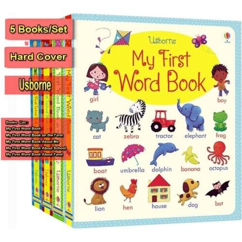 5 books/set Usborne English picture book board book learn My first word book English dictionary baby and kids early education