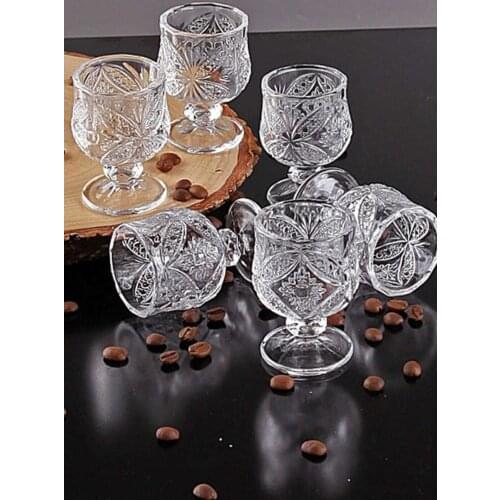 White Mini 6lı Pedestal Coffee As Cup Set, 6'lı Water Cup Sets (All Variants In Set of 6'lı)
