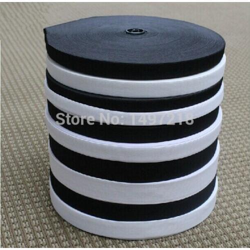 Free shipping 2cm Width 10meters Knitted Elastic Webbing Band ribbonTape for hand made sewing Garment accessories Black White