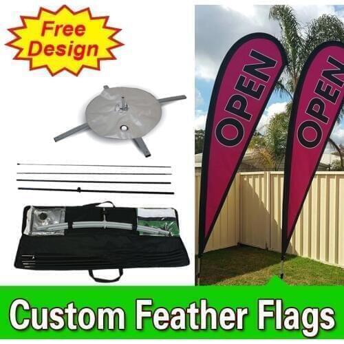 Free Design Free Shipping Double Sided Cross Base Teardrop Flag Signs Advertising Open Banner Flag