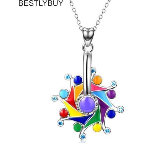 BESTLYBUY Fashion Jewelry 925 Silver Windmill Pendant Necklace Women Windmill Choker Necklace Child Birthday Gift