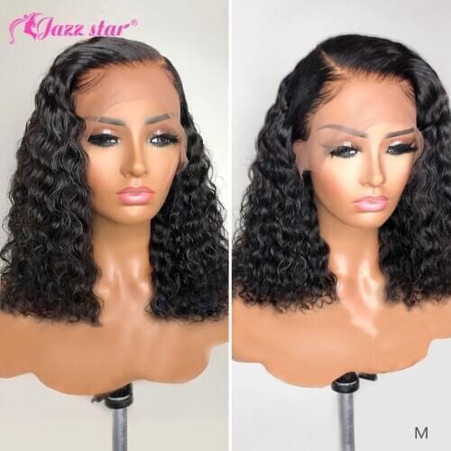 Brazilian Deep Wave Wig Bob Lace Front Wig 13x4 Lace Front Human Hair Wigs Jazz Star Hair Non-Remy Perruque Cheveux Humain