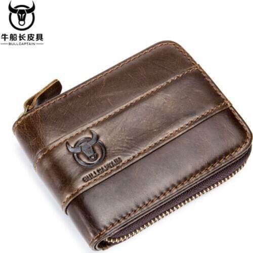 Wallets for Man Leather Short First Layer Cowhide Wallet Casual Change Multifunctional Wallet