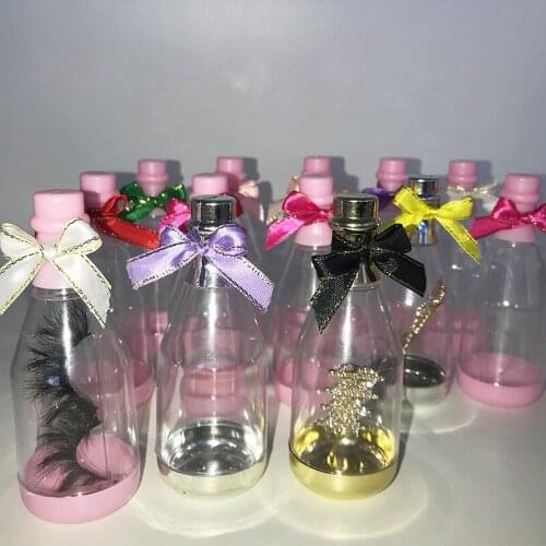Bow Bottle For Natural Real Mink Lashes Short Full Strip Eyelashes New Style Lash Boxes Discount Deal Eyelashes Vendor