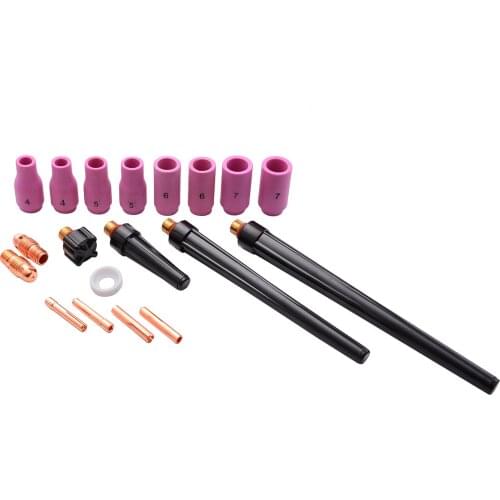 53pcs Tig Gas Lens Collet Body Nozzle Gas Les Cups Back Cap with Insulator Cup Gasket Kit For WP-9 20 25 Series Welding Torches