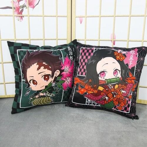 Japanese Demon Slayer Ghost Blade Anime Pillowcase Kamado Nezuko Kamado Tanjirou Zipper Pillow Cushion Cover Home Kawai Decor