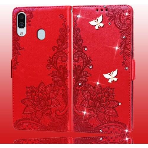 For Samsung Galaxy A20 Case A205F SM-A205F Leather Bling Holder A20 Case For Samsung Galaxy A30 SM-A305F A30 Case Flip Coque