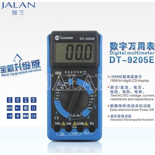 Sunshine DT-9205E Digital Multimeter Used To Accurately Locate And Repair Mobile Phone Digital Display Problems