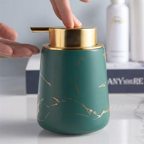 Liquid Soap Dispenser Ceramic Bathroom Shampoo Shower Gel Bottle With 304 SUS Press Head Emulsion Bottle 400ML Free Shipping