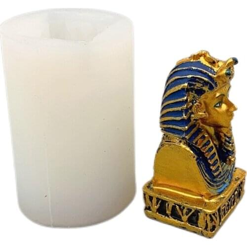 Ancient Egyptian Pharaoh Epoxy Resin Mold Aromatherapy Plaster Silicone Mould DIY Crafts Home Ornaments Decorations Casting Tool