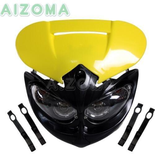 Dual Sports Motocross Universal Hi/Lo Beam Head Lights Fairing Headlamp For Kawasaki KX450F Suzuki DRZ650 RMZ450 RMX250 RM85