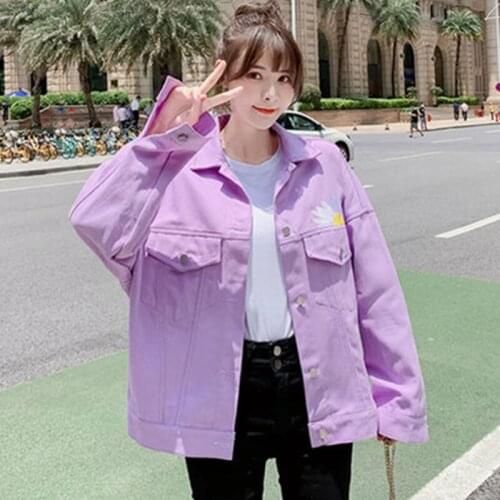 Denim Jacket Womens New Style 2021 Spring Autumn Korean Fashion Loose Short Embroidery All-Match Casual Cowboy Coat Female Tide