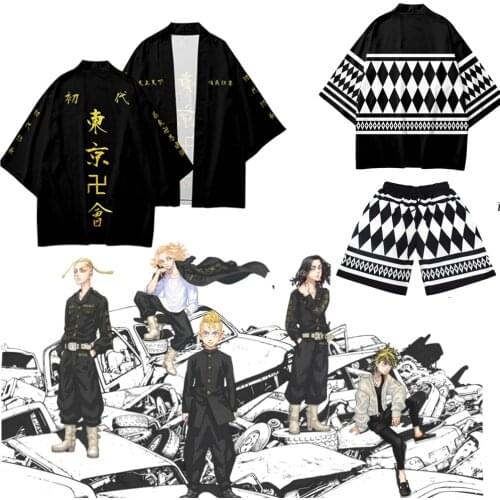 Anime Tokyo Avengers Cosplay T-shirt Cloak of Draken Manji Gang Summer Haori Kimono Tee Men Short-sleeve Tokyo Revengers Costume