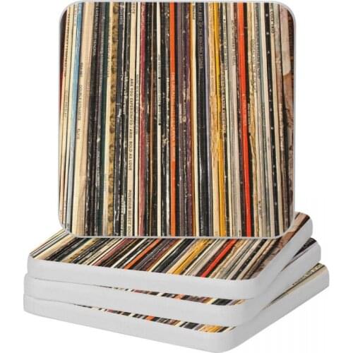 Vinyl Record Collection Photography Diatomite Square Round Coaster Quick-drying Cup Bonsai Mat Soap Pad Diameter 10cm