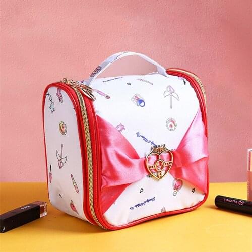 Korean cartoon beautiful girl cosmetic bag travel toiletry bag trip washing supplies storage bag skin care cosmetics bag
