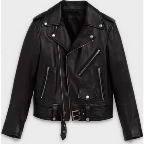 Genuine Leather Jacket 2021 New Brand Women Clothes Spring And Autumn Short Outerwear Female Turn-Down Collar FN6779