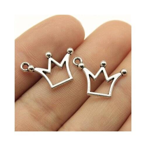 20PCS/lot 20*13mm Metal Charms Cute Crown Pendants Antique Silver Bronze Color Making DIY Handmade Tibetan Jewelry DIY