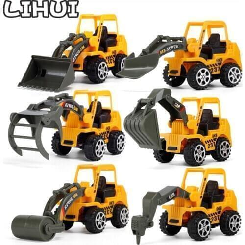 6 Style/set Mini Construction Car Toys for Boys Plastic Diecast Model Toy Vehicles Engineering Car Excavator Christmas Gift Kids