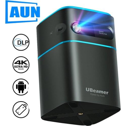 AUN MINI Projector Android 9 Beamer Ubeamer 1 Pro 4K Video Projector Decode Home Theater Beam Projector for Home Phone 7000mAh