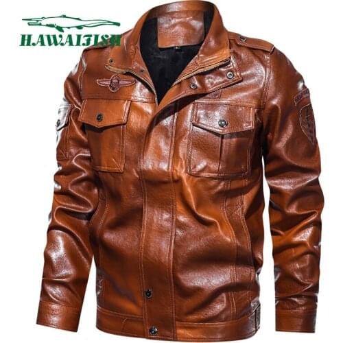 Motorcycle Jacket Mens PU Leather Jackets Mens Winter Jacket Mens Leather Outwear Mens Clothing Casual Leather Coat Men